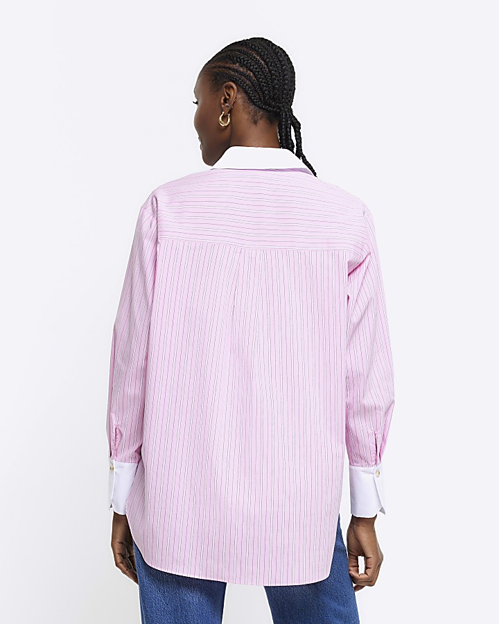 Pink oversized stripe shirt