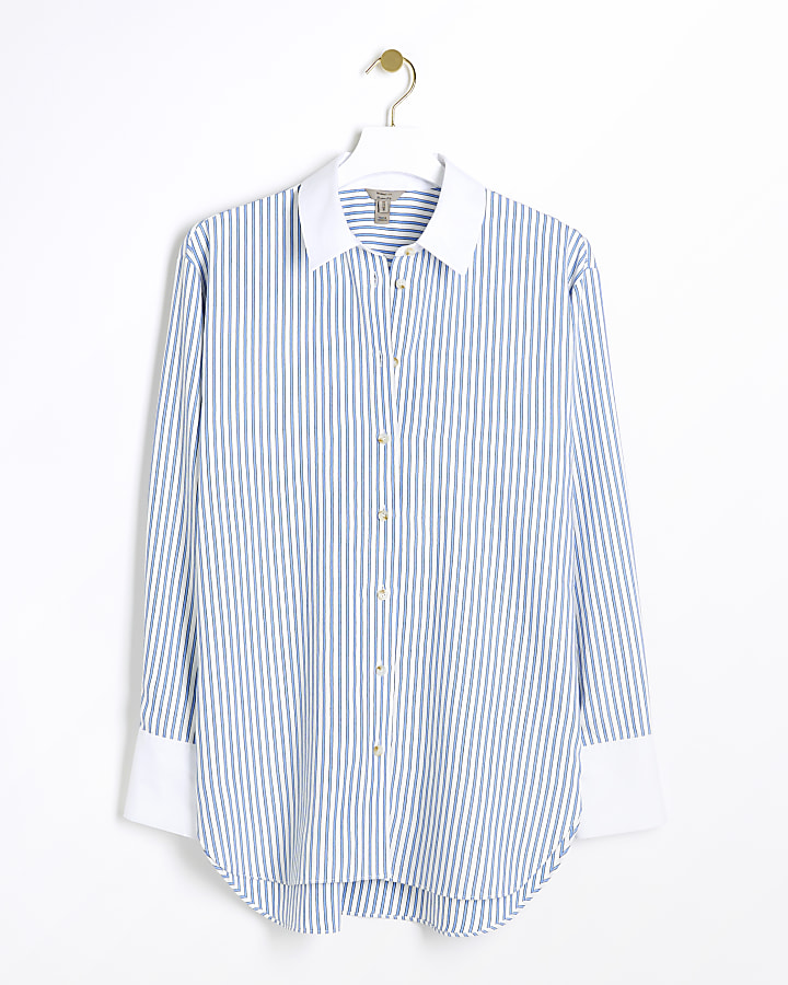 Blue oversized stripe shirt