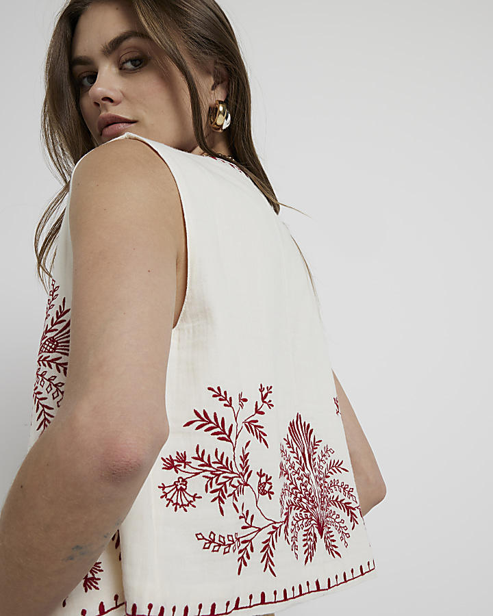 Red embroidered waistcoat
