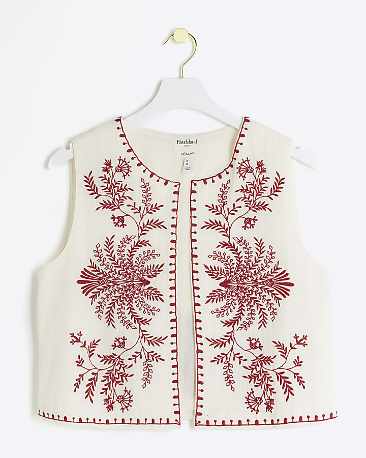 Red embroidered waistcoat