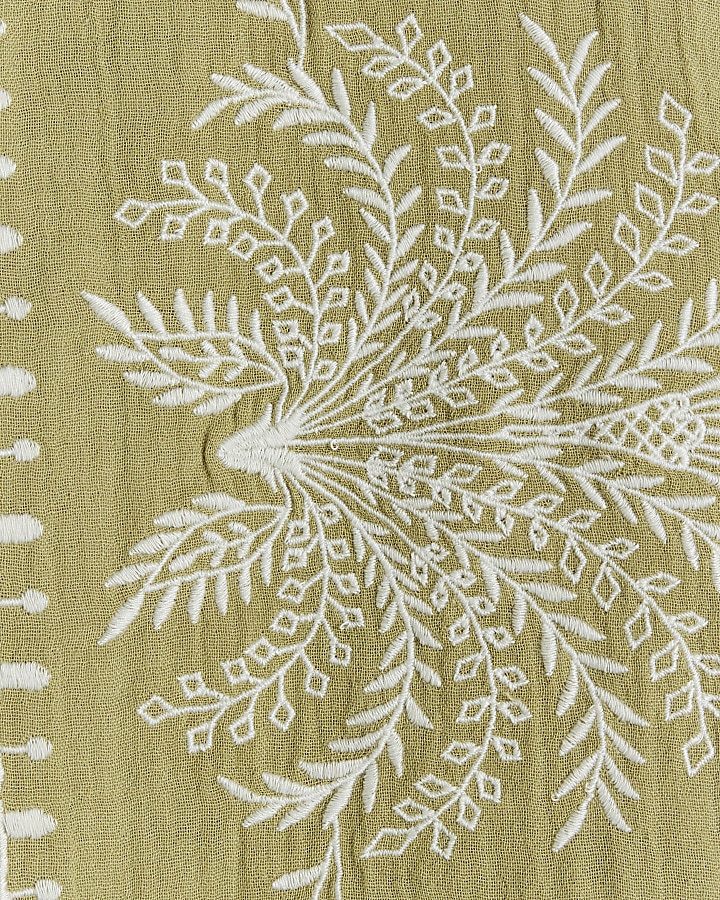 Khaki embroidered waistcoat