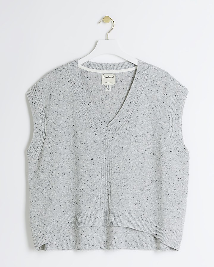 Grey oversized knit tank top