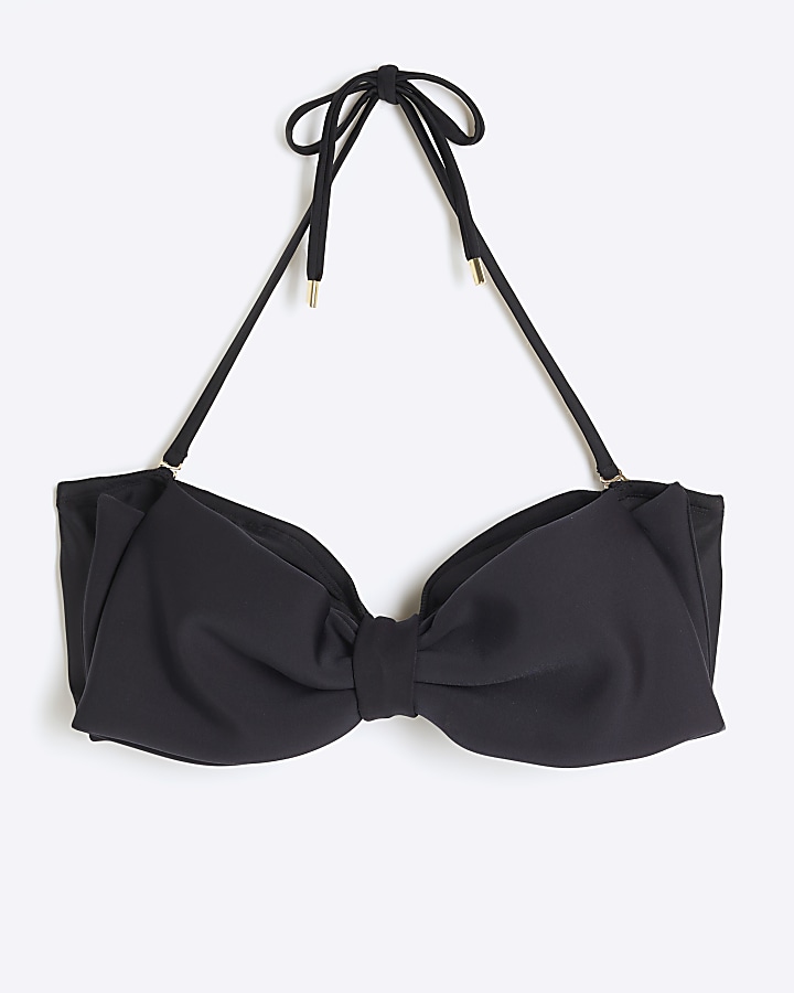 Black bow bandeau bikini top