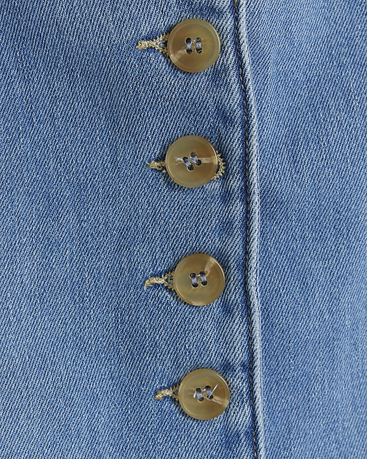 Blue button up denim waistcoat