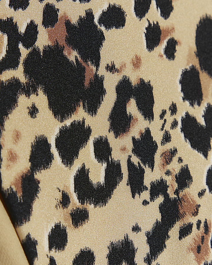 Beige leopard print tie side bikini bottoms