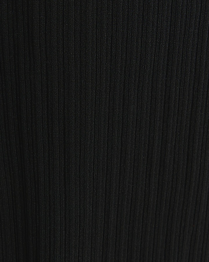 Black knit button bodycon midi dress