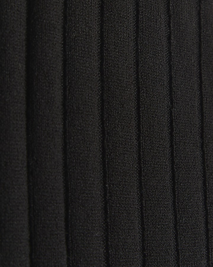Black knit one shoulder bodycon maxi dress
