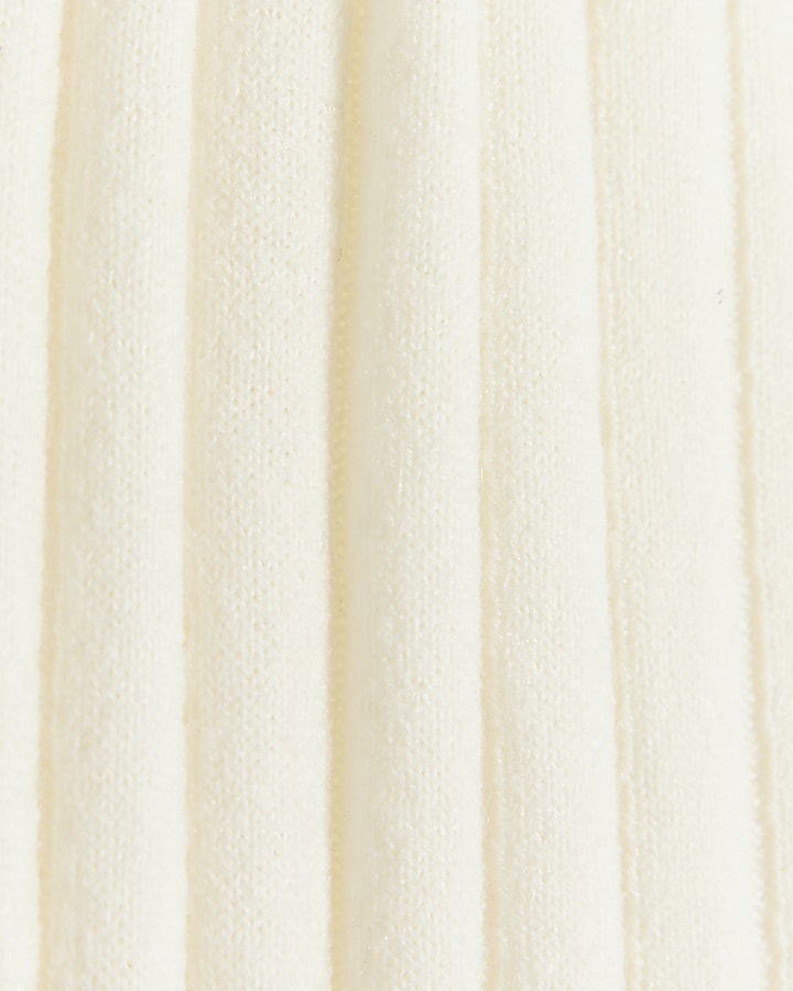 Cream knit one shoulder bodycon maxi dress