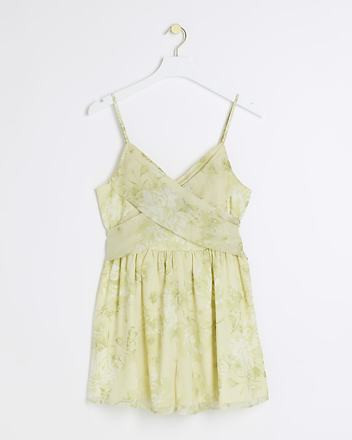 Yellow floral crossed playsuit