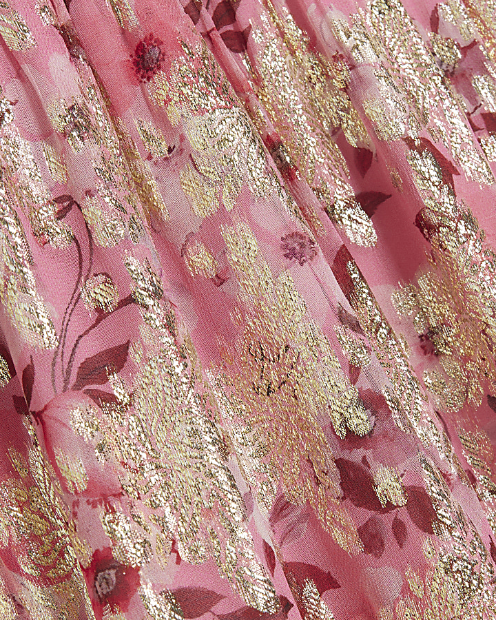 Pink floral glitter slip mini dress