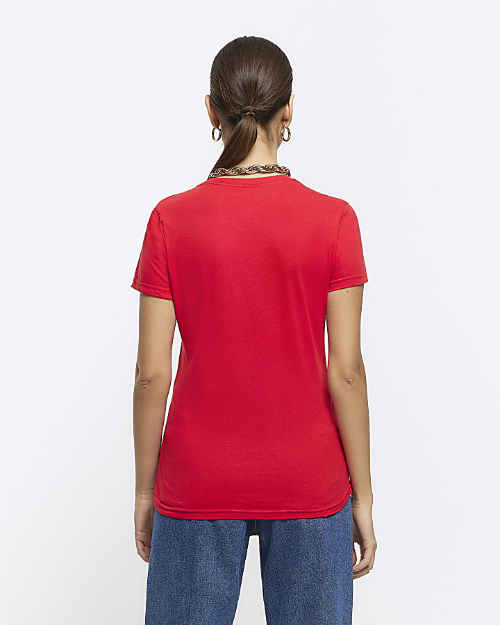 Red graphic tshirt River Island