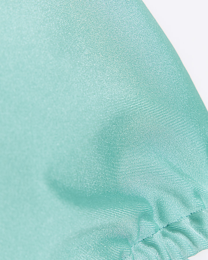 Turquoise Frill Triangle Bikini Top