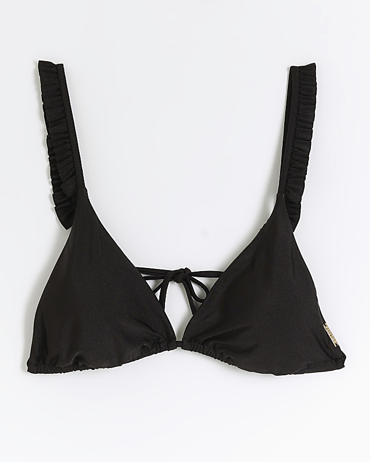 Black Frill Triangle Bikini Top