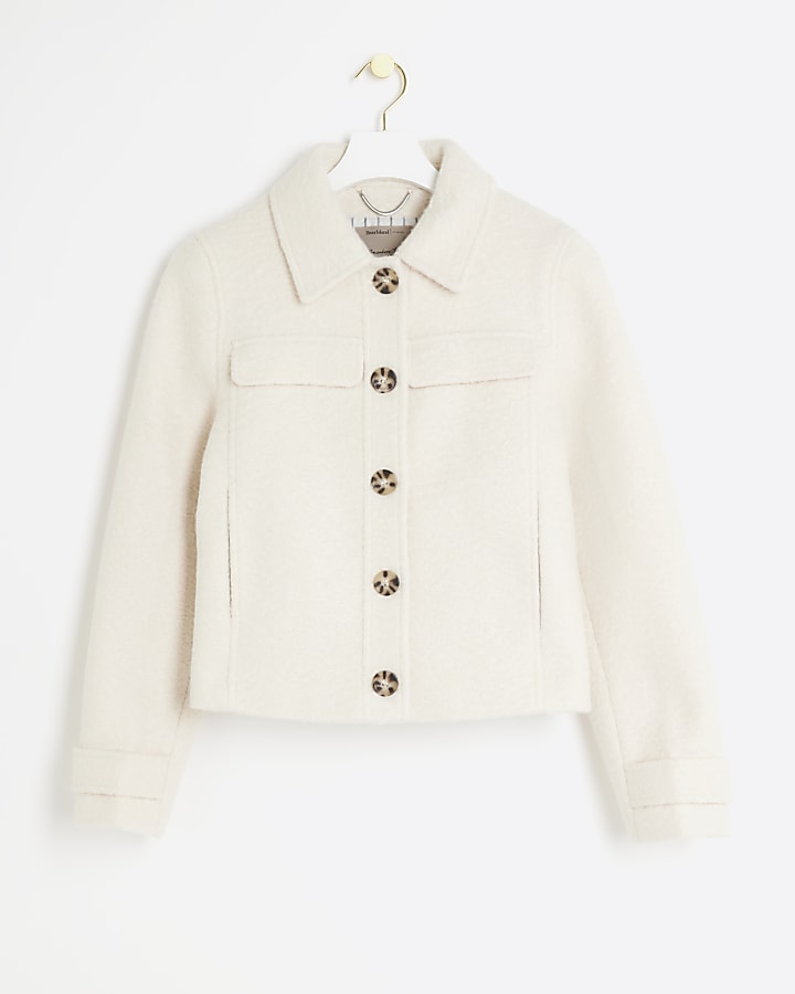 Cream textured button up jacket