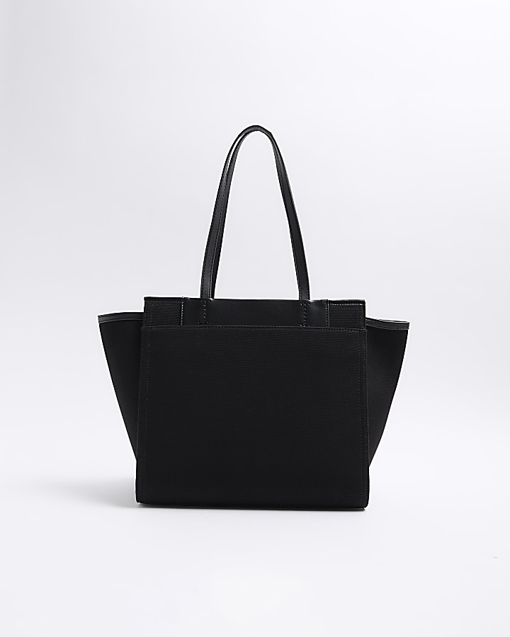 Black canvas embossed RI shopper bag