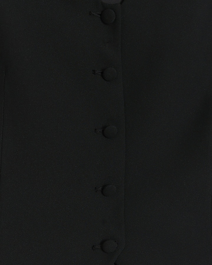 Plus Black Button Front Waistcoat