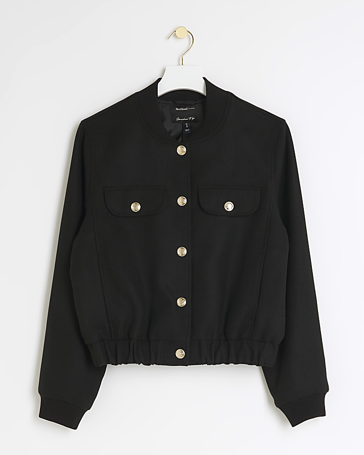 Black button bomber jacket