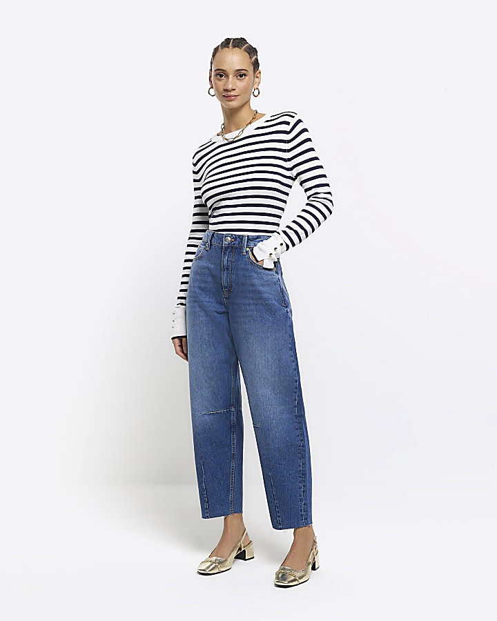 High Waisted Tapered Jeans