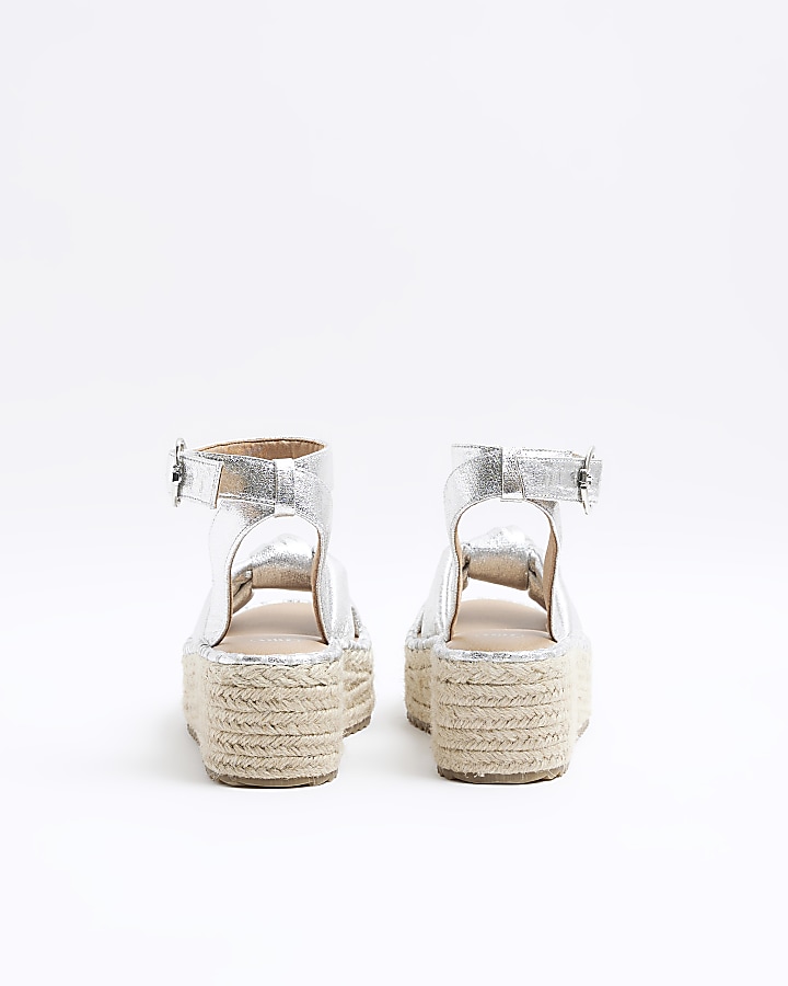 Silver Knot Flatform Espadrille Sandals