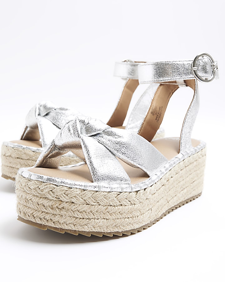 Silver Knot Flatform Espadrille Sandals