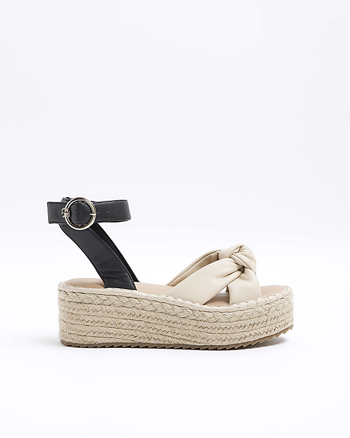 Pink knot flatform espadrille sandals River Island