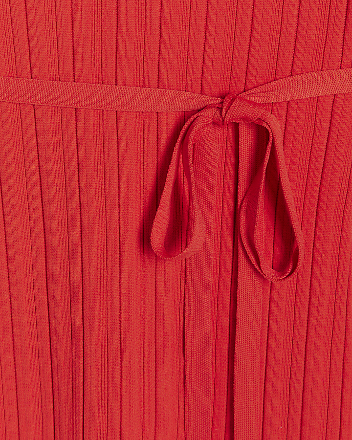 Petite red knit rib jumper maxi dress