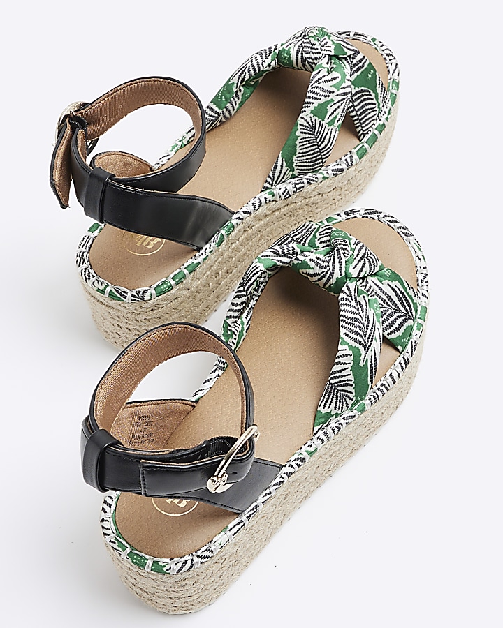 Green knot flatform espadrille sandals
