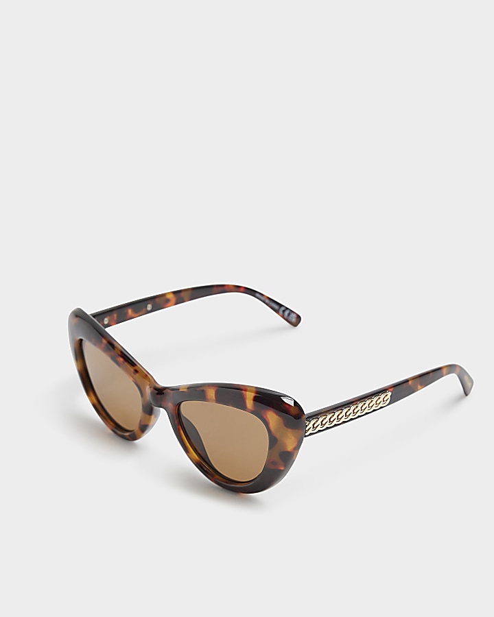 Tortoise curved cateye sunglasses