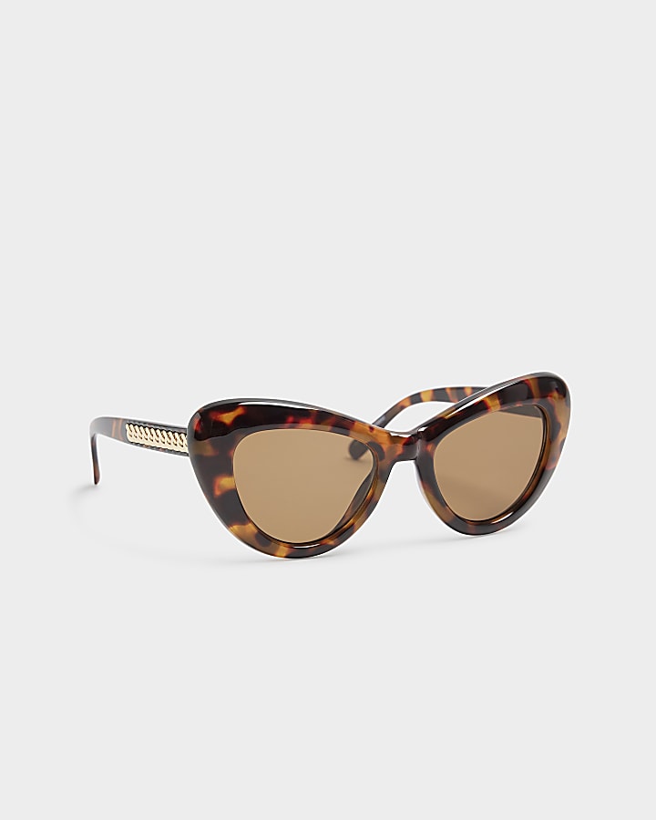 Tortoise curved cateye sunglasses