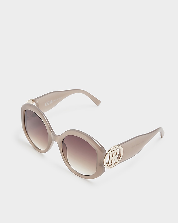 Cream chunky RI round sunglasses
