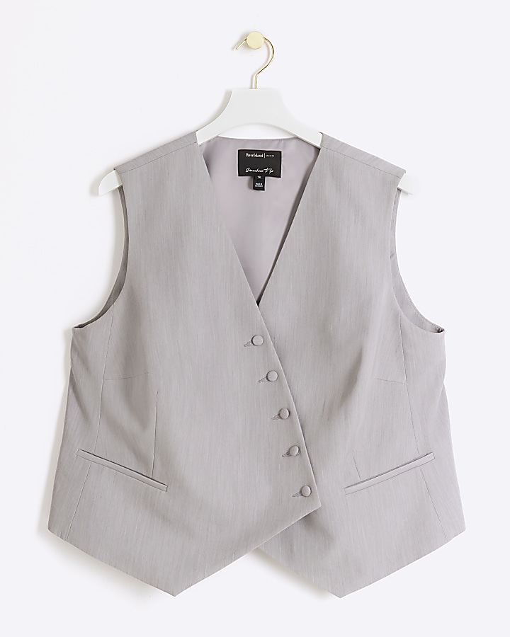 Plus grey asymmetric waistcoat
