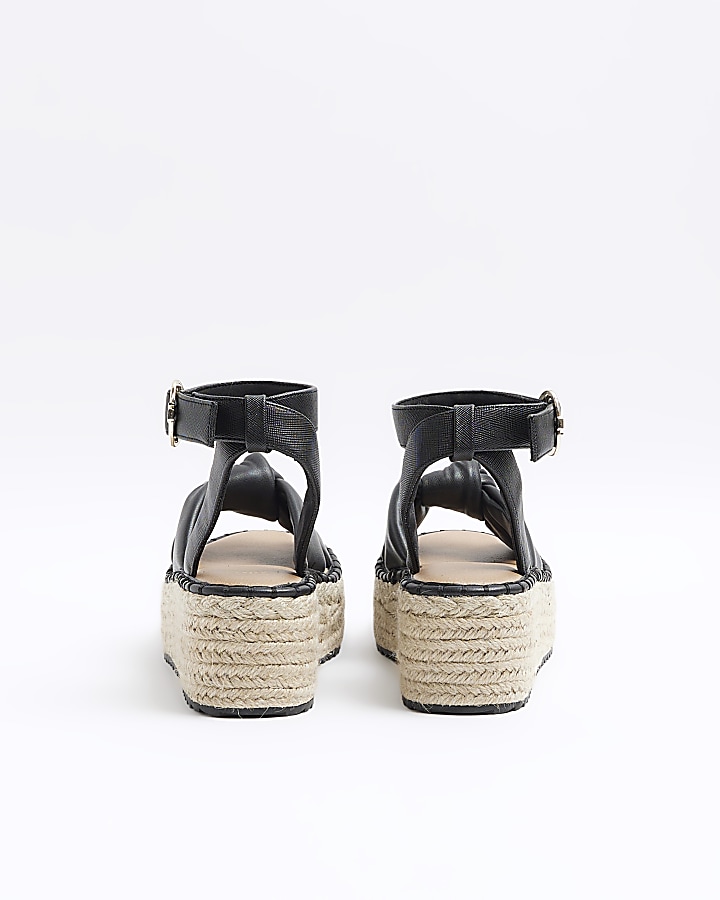 Black flatform espadrille sandals | River Island
