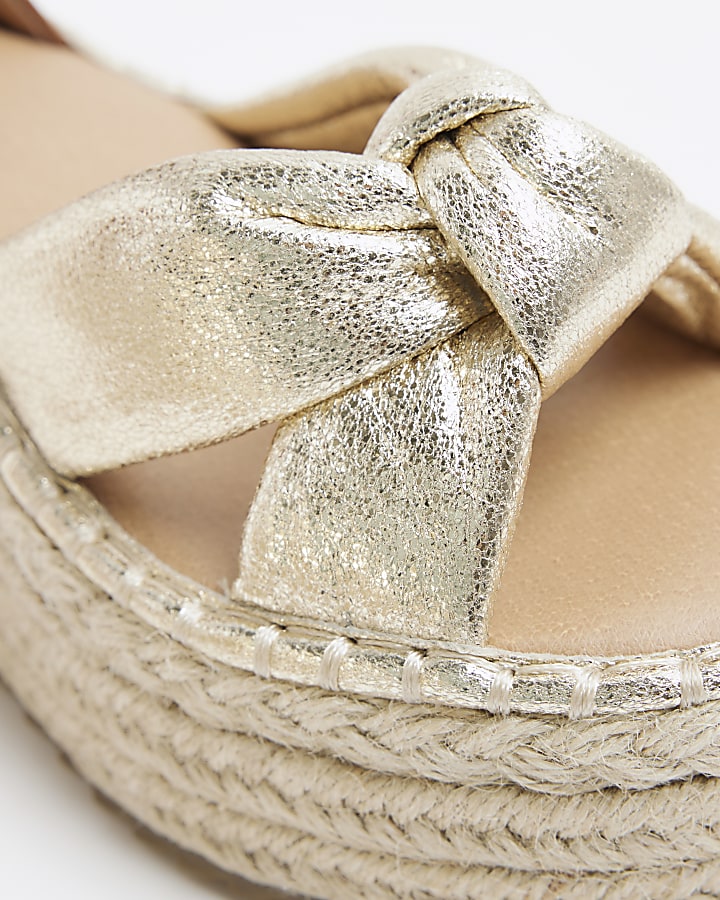 Gold flatform espadrille sandals