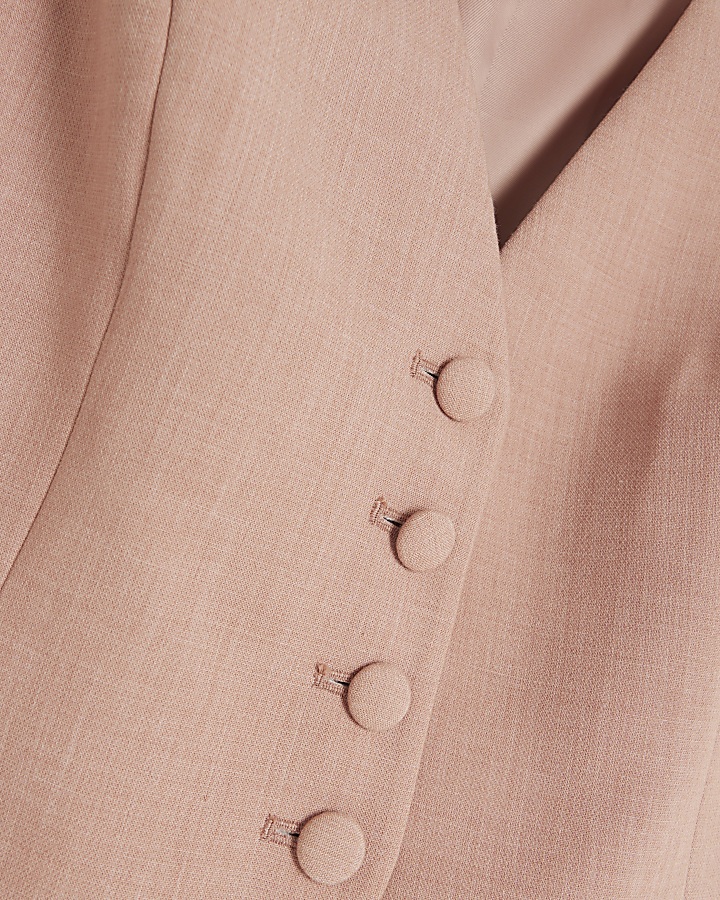 Petite pink button up longline waistcoat