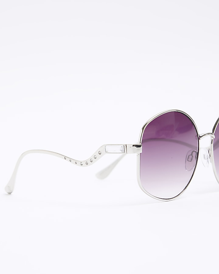 Silver round wave sunglasses