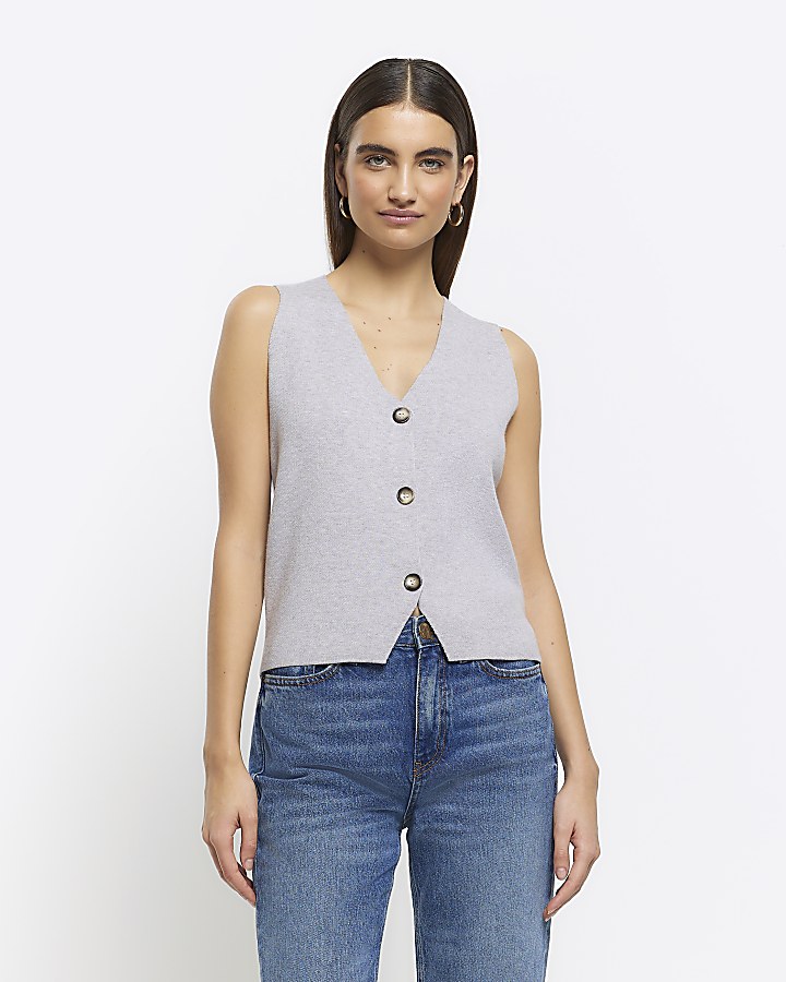 Womens on sale grey waistcoat