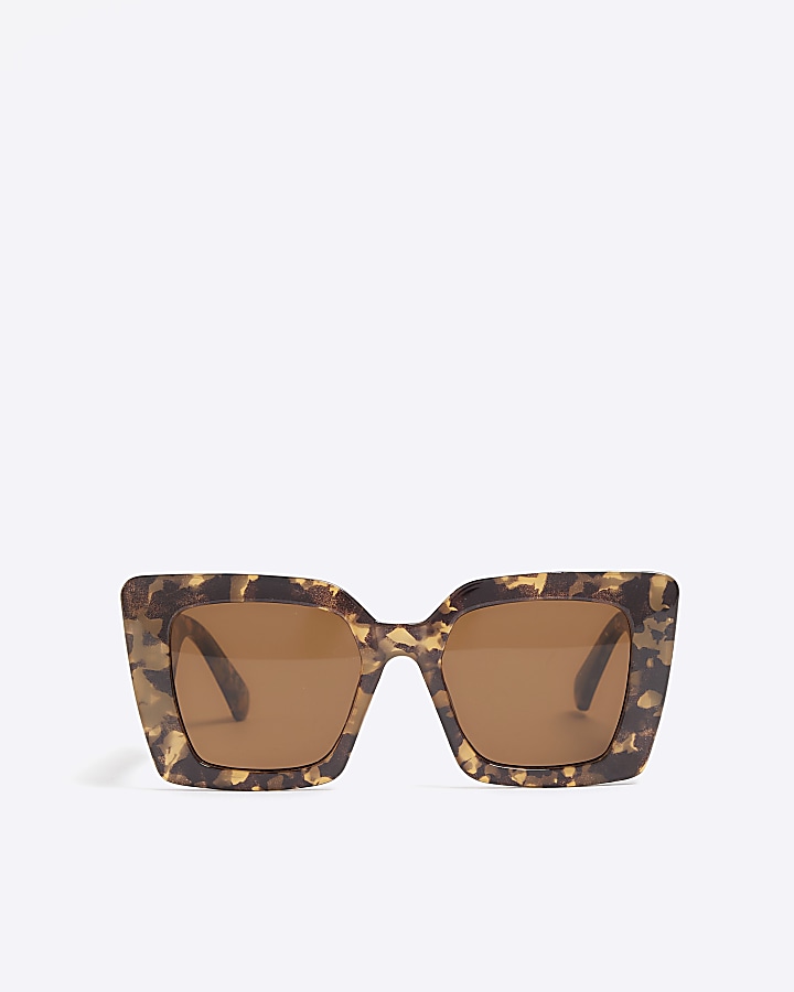 Black leopard oversized visor sunglasses