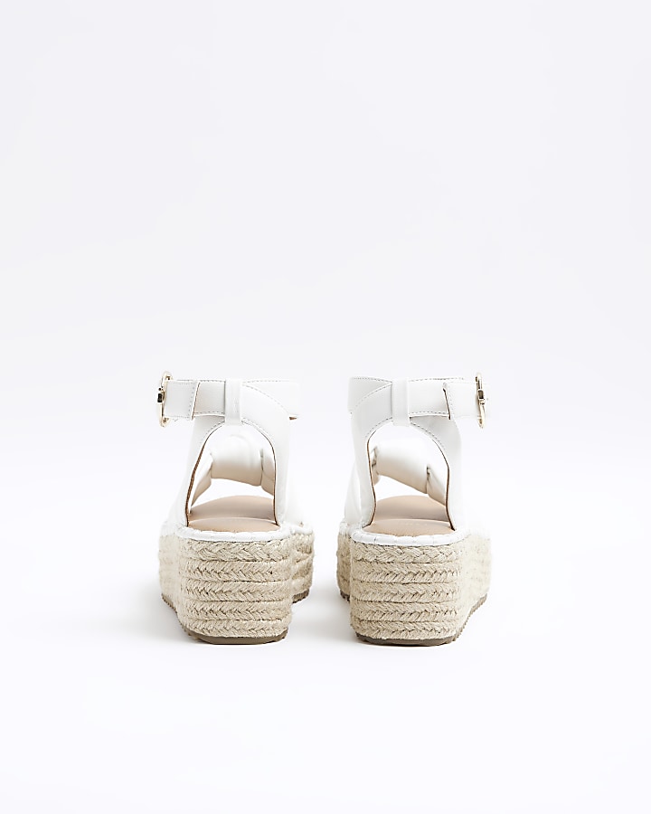 White knot flatform espadrille sandals