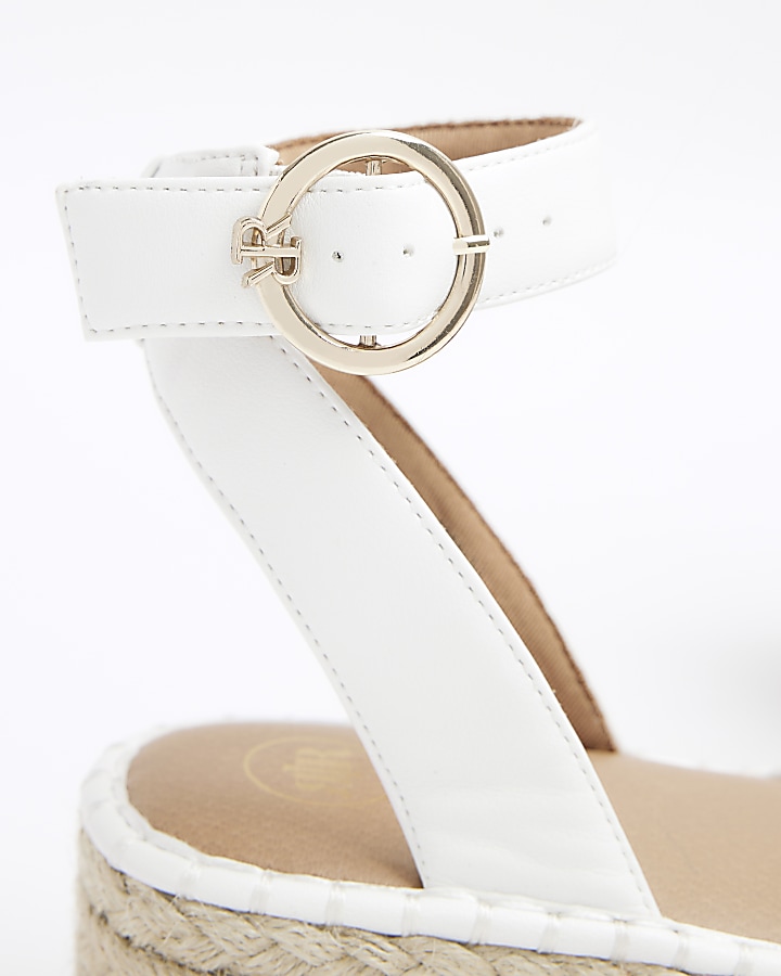 White knot flatform espadrille sandals