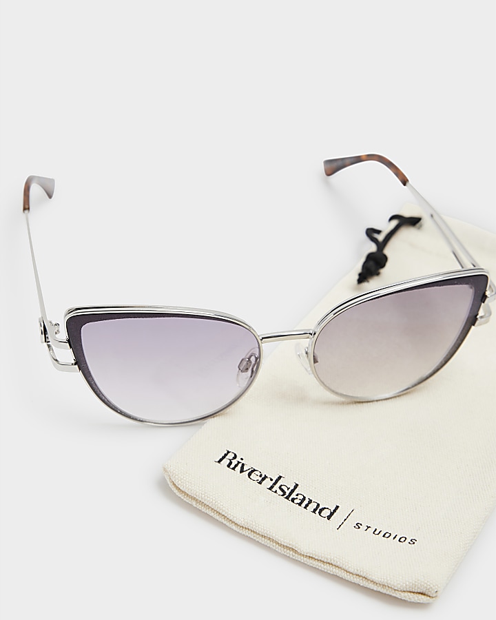 Silver sparkly cat eye sunglasses