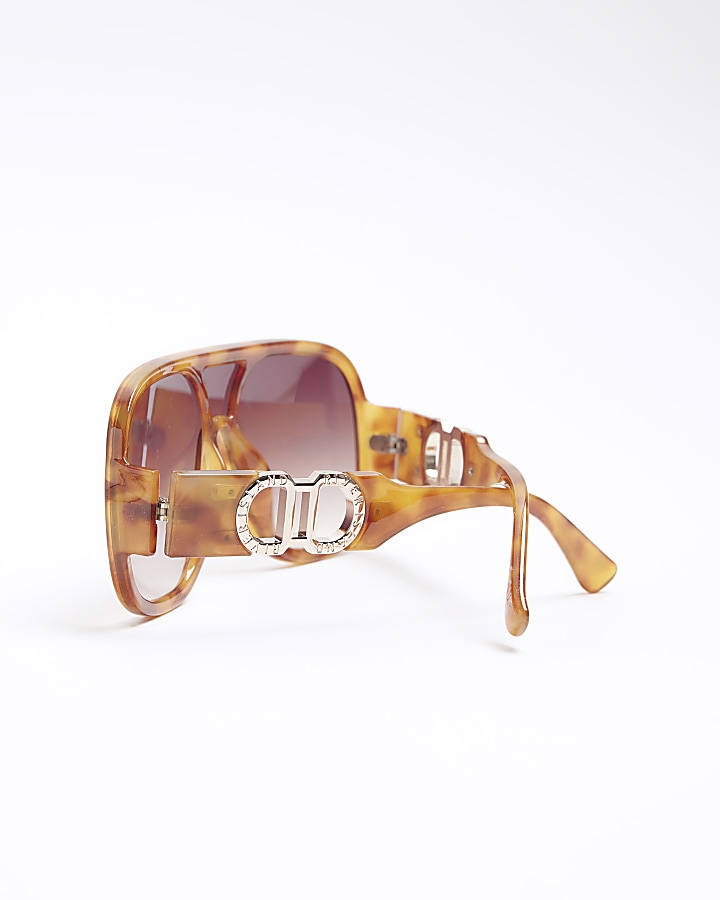 Brown oversized aviator sunglasses