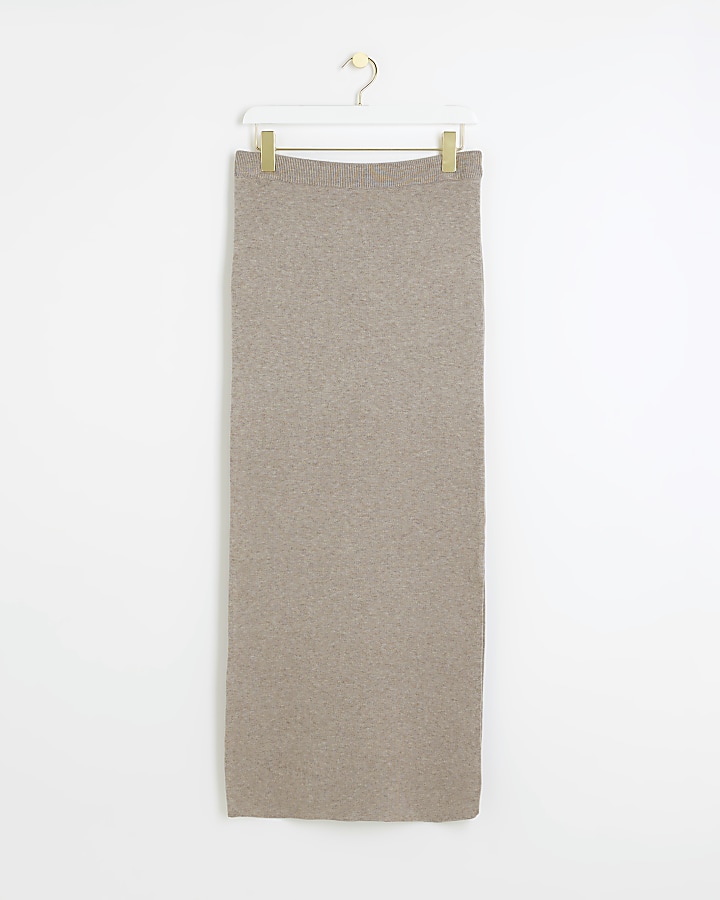 Brown knit maxi skirt