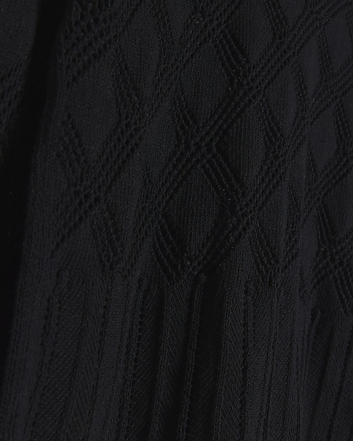 Black crochet tie back long sleeve top