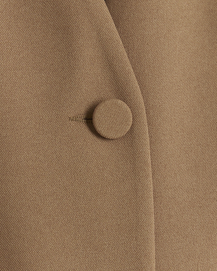 Beige longline button up waistcoat