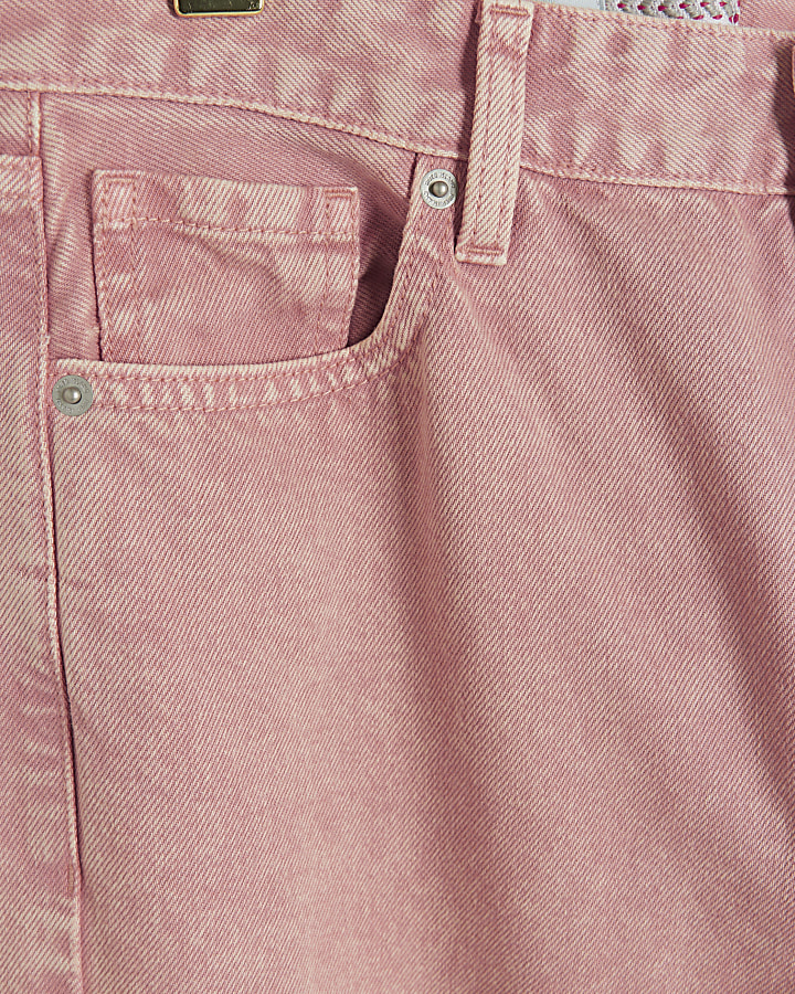 Pink high waisted relaxed straight fit jeans