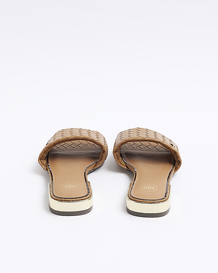 Brown woven flat sandals