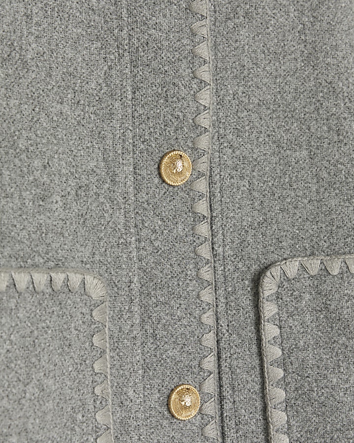 Petite grey stitch detail jacket