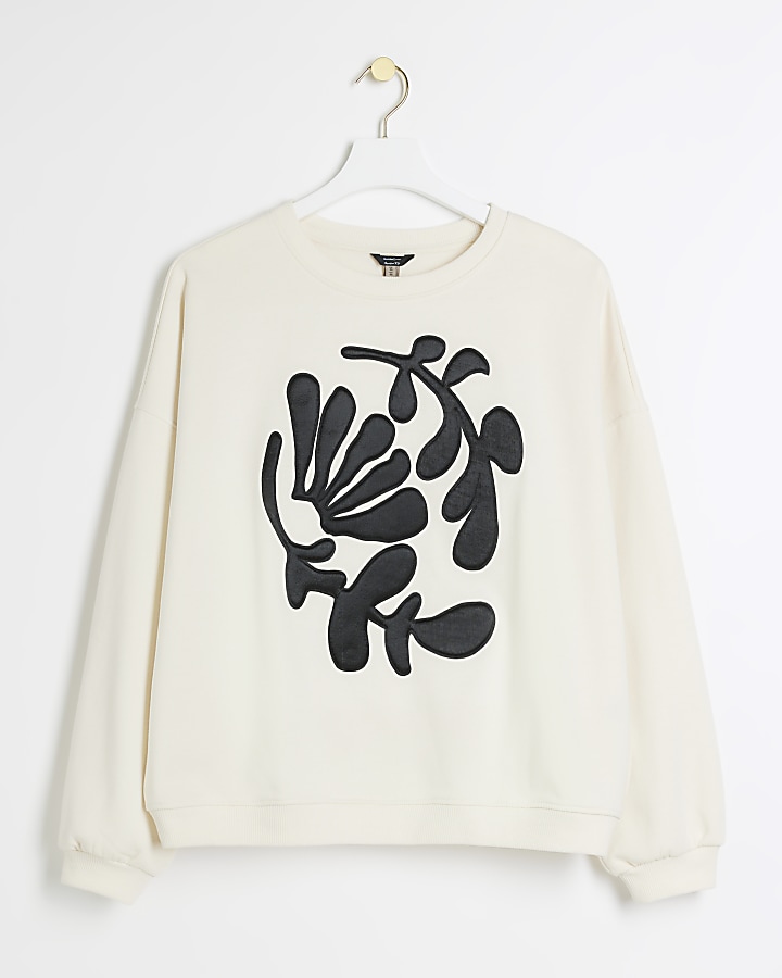 Cream flower sweatshirt