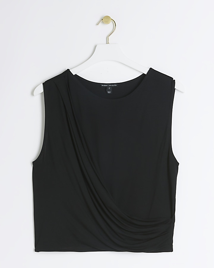 Black drape sleeveless top