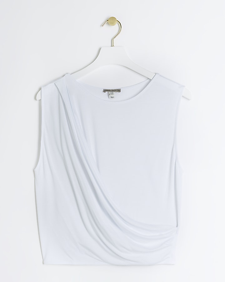 White drape sleeveless top